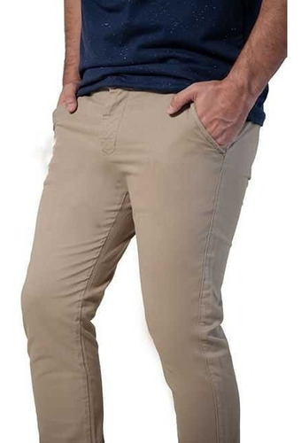 Imagem 3 de 5 de Calça Alfaiataria Casual Sarja Com Elastano Bege
