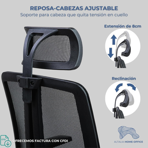 Silla Ergonomica Cabecera Base Acero Soporte Lumbar Ahosk1