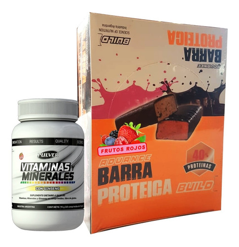 16 Barras Proteicas 50g Build Vitaminas Pulver Snack Energía