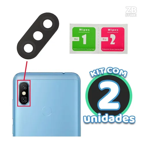 2 Lente Vidro Câmera Traseira Xiaomi Redmi Note 6 Note 6 Pro