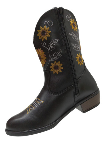 Botas Vaqueras Mujer Bordado Girasol Comodas Ligeras Montar