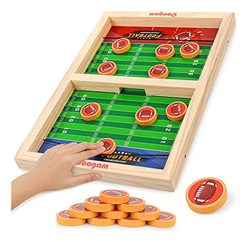 Coogam Fast Sling Puck Game, Wooden Sling Football Shot Boar