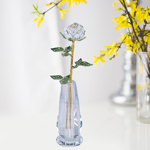 Adorno De Flor De Rosa De Cristal Regalos Centro De Claro