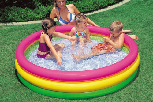 Pileta inflable redonda Intex 57412 de 114cm x 25cm 131L rosa y amarilla y verde