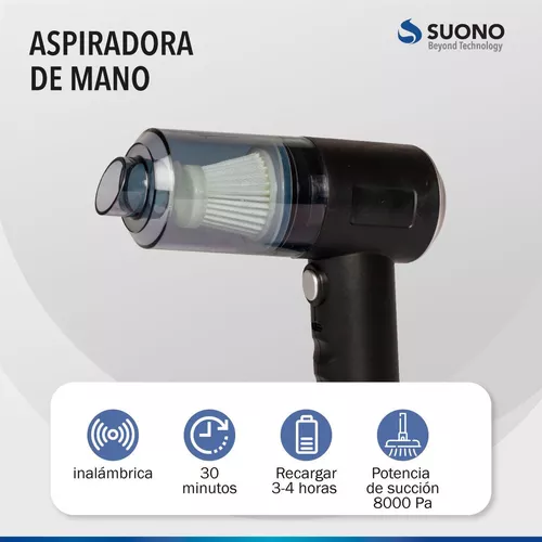 Aspiradora de mano mini aspiradora portátil recargable inalámbrica con 8000  PA potente succión para el hogar y la oficina, con 2 filtros lavables