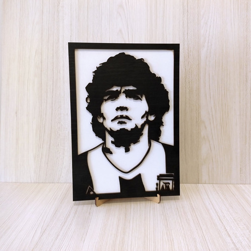 Cuadro Calado Messi Maradona 20x30cm Con Atril