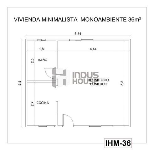 Imagen 5 de 10 de Vivienda Pre Fabricada Wood-frame Ihm-36 Monoambiente 36 M2