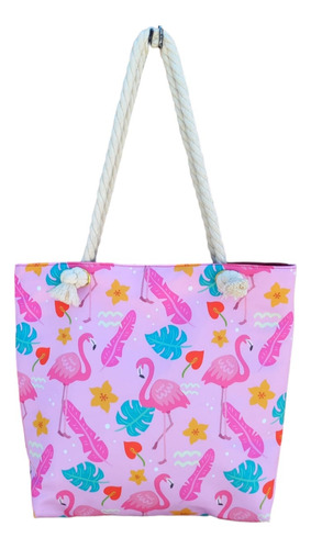 Bolsa Para Playa Con Diseño De Flamingos
