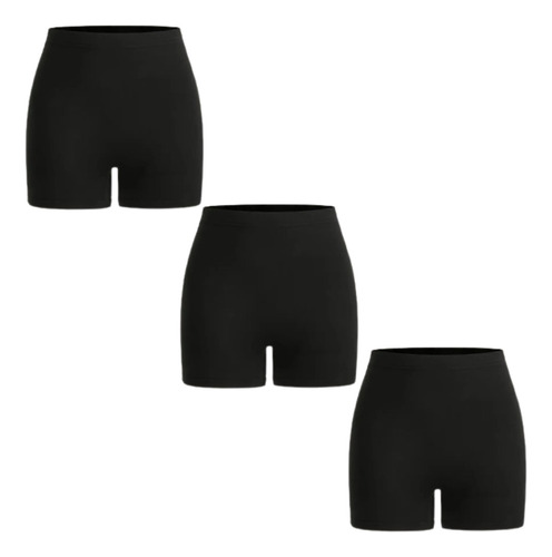 Paquete 3 Shorts/licra Interior Unitalla Negro De Dama/niña 