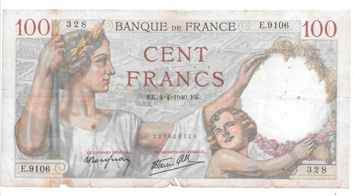 Liquido Billete De Francia.  100 Francos 1940