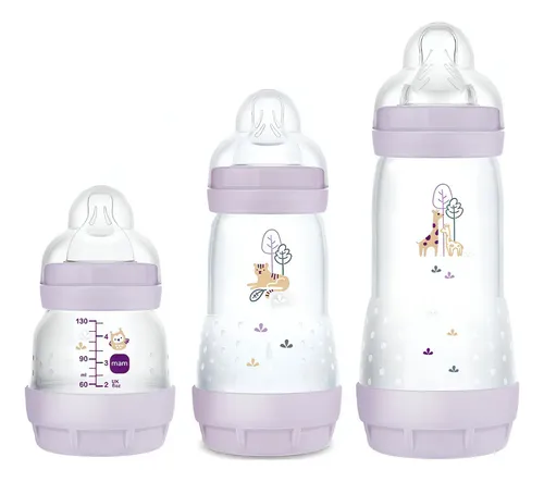 Kit Com 3 Mamadeiras Easy Start - Mam Lilás