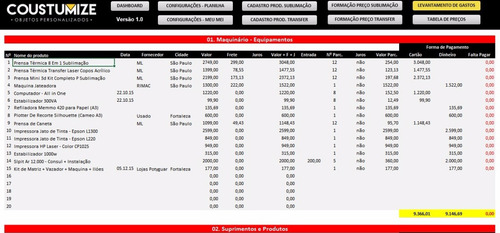 Planilha Para Sublimação E Transfer Completa (excel)