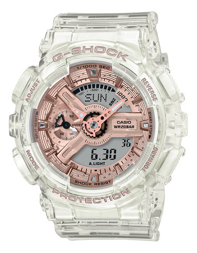 Reloj Casio G-shock Gma-s110sr-7adr Mujer Color de la correa Blanco Color del bisel Blanco Color del fondo Oro rosa