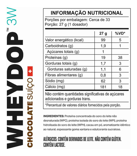 Whey Protein Wheydop 3w Conc/iso/hidro 900g Todos Os Sabores