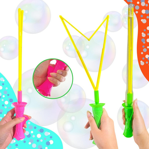 Juego de 2 varitas gigantes para hacer burbujas de jabón con agua rosa