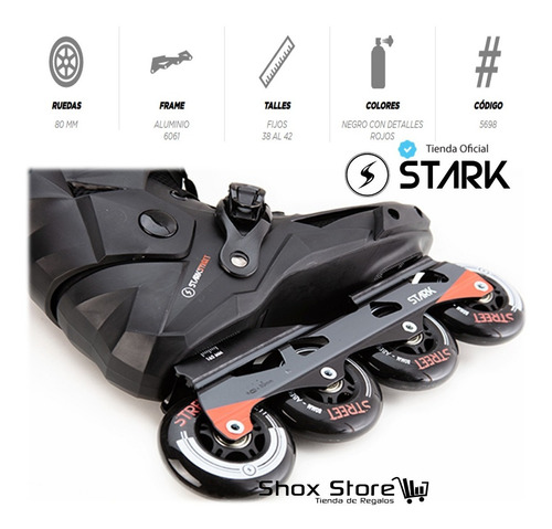 Imagen 3 de 10 de Rollers Stark Street Dark 2.0 Profesional Aluminio Slalom 80