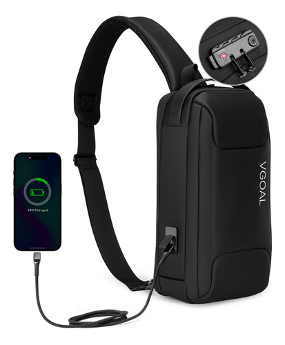 Vgoal Mochila Bandolera Para Hombre Con Puerto De Carga Usb,