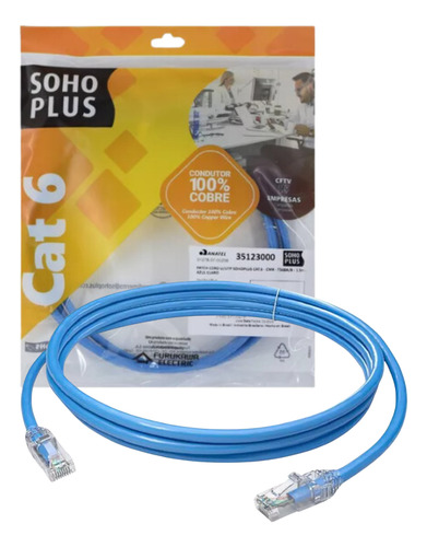 Patch Cord Furukawa Soho Plus U/utp Cat6 2,5 Metros Azul