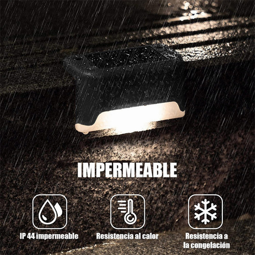 4pcs Lámpara Luz Solar Exterior Jardín Escalera Tierra Led