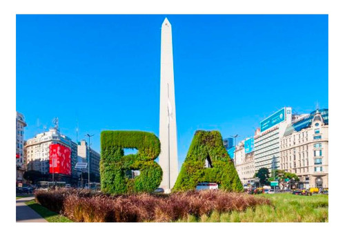 Vinilo 20x30cm Obelisco Dia Buenos Aires Cielo Azul