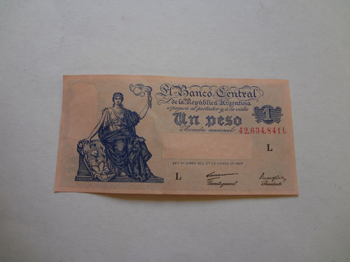 Billete 1 Un Peso Argentino 1947 Leyes 12.962 13571 