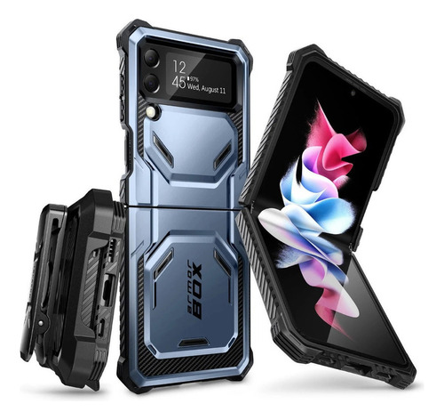 Case I-blason Para Galaxy Z Flip4 Protector 360° Azul Tilt