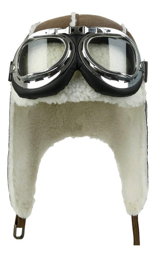 Sombrero Tipo Aviador Invierno Medium Blanco, Marrón Claro