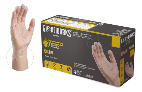 Gloveworks Guantes Industriales De Vinilo Transparente, Caja