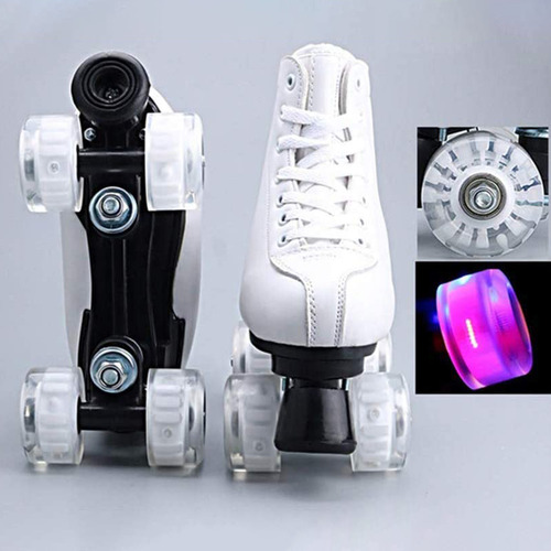 Patines Flash Wheel Con Doble Línea Led, 4 Ruedas Y Dos