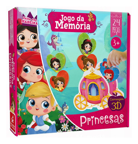 Jogo Memória Educativo Princesa Madeira 24un 2549 - Bcriança