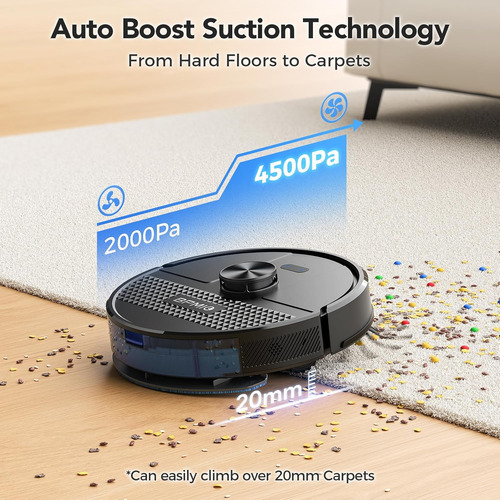 Bpmio Robot Aspirador Y Mopa Combo 4500pa Max Succión Con...