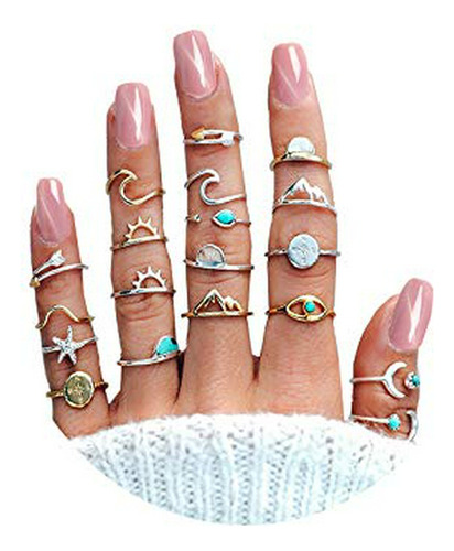 Anillos Bisutería - Anillos - Futimely 19pcs Boho Turquesa 