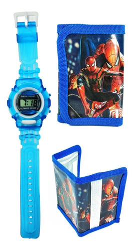 Reloj Juguete + Billetera Con Cierre Abrojo Spiderman Y Más