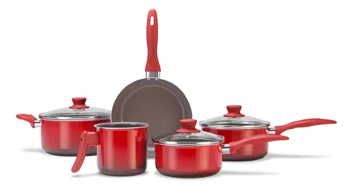 Conjunto De Panelas Ceramic Life Easy Brinox Vermelho 5 Pçs