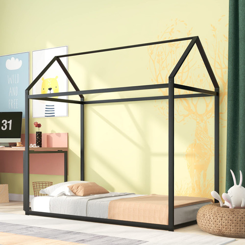 Merax Cama Montessori Para Ninos Pequenos, Cama De Metal Par