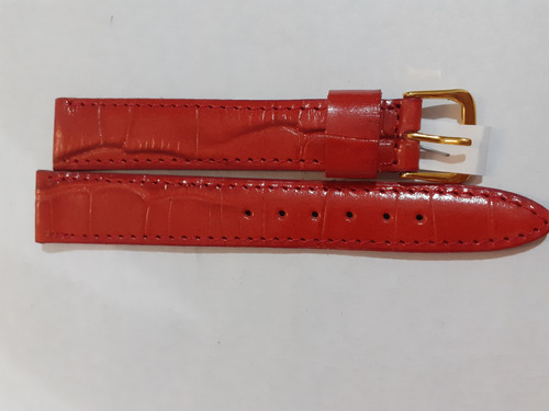 Malla Para Reloj Cuero Croco Rojo 16mm Hw165