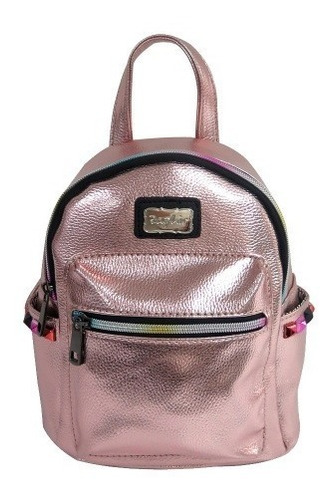 Mochila Zaphir Metalizada Con Tachas Y Cierres Multicolor