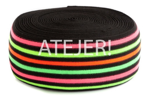 Imagen 2 de 4 de Elástico Rayado Fluo Fb I21 De 75mm X 20 Mts Ideal Cotillón
