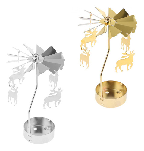 2xnuevo Metal Tea Luz Rotativa De Navidad-elk Deer