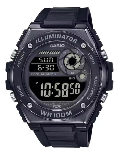 Reloj Casio Digital Mwd-100hb-1bv Para Hombre E-watch Color De La Correa Negro Color Del Bisel Negro Color Del Fondo Negro