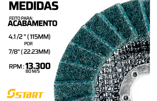 Disco De Lixa Flap Manta Abrasiva Para Acabamento Fino Aço Inox 10 Unidades 4.1/2 Pol Cor Azul Start
