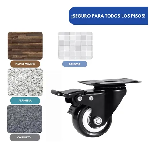 Set 4 Ruedas Giratorias Con Freno Para Muebles Y Carrosg3