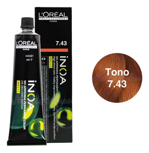 Tonos de color de cabello Inoa | L'Oréal Tom 7.43 Gold Copper Blonde