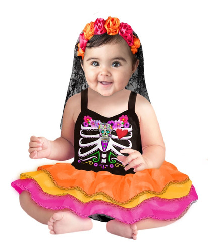 Disfraz De Catrina Bebe Halloween T: 18/24 M    