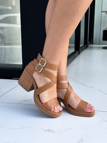 Sandalias Zapatos Mujer Fajas Cruzadas Base Goma Tr Dama 