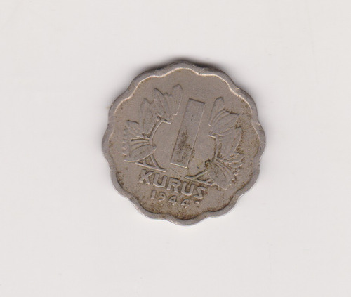 Moneda Turquia 1 Kurus Año 1944 Muy Bueno