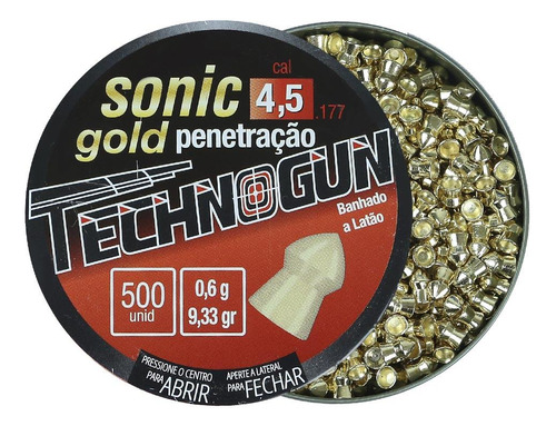 Chumbinho 4.5 Technogun Sonic Gold Penetração 9,33gr 500un