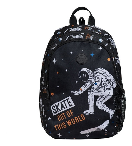 Mochila De Niños Playground Saxoline Color Negro Astronuta