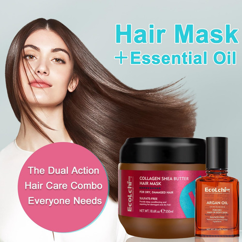 Set Mascarilla Colágeno Y Serum Cabello Shea Butter & Argan