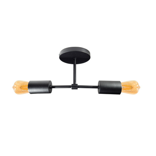 Plafon Araña Yaco 2 Luces Gioluce Deco Moderno Apto Led E27 Brazos Negro